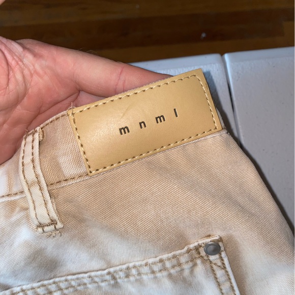 MNML NWOTs Flare Denim Pants - Khaki with Paint Splatter | B243 | Size 34 - Picture 9 of 13